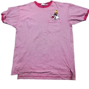 VTG 1994 Looney Tunes Acme Red White‎ Striped Shirt Sylvester Tweety Men L